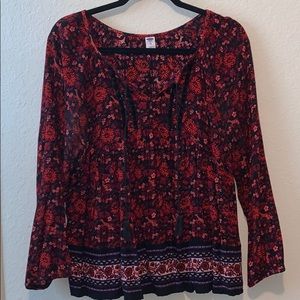 Red Floral Old Navy Blouse